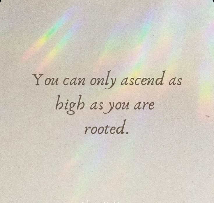 You can only ascend as high as you are rooted.